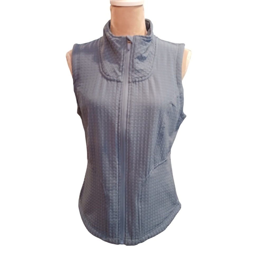 Spyder Active Womens Blue Textured Full Zip Mock Neck Vest Pockets Small